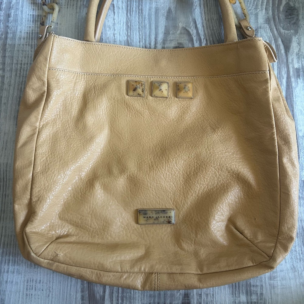 Marc Jacobs Leather Tote Bag - Tan Camel - Resin Chain Handles